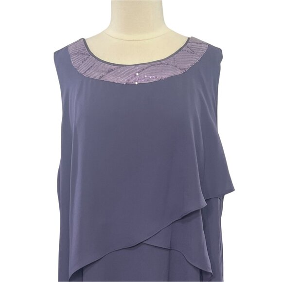 Hanna Nikole Layered Cocktail Dress Womens 22 W Purple New Plus Size - Picture 3 of 11